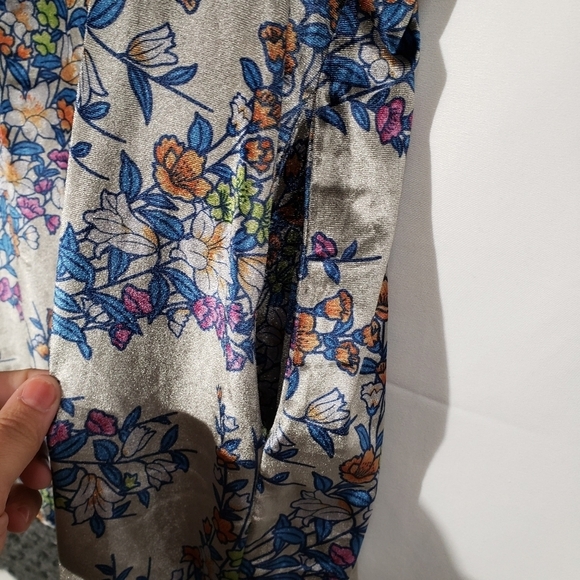 Tracy Porter Velvet Dress Sleeveless‎ 8 Grey Floral Print Crochet Trim - Picture 7 of 9